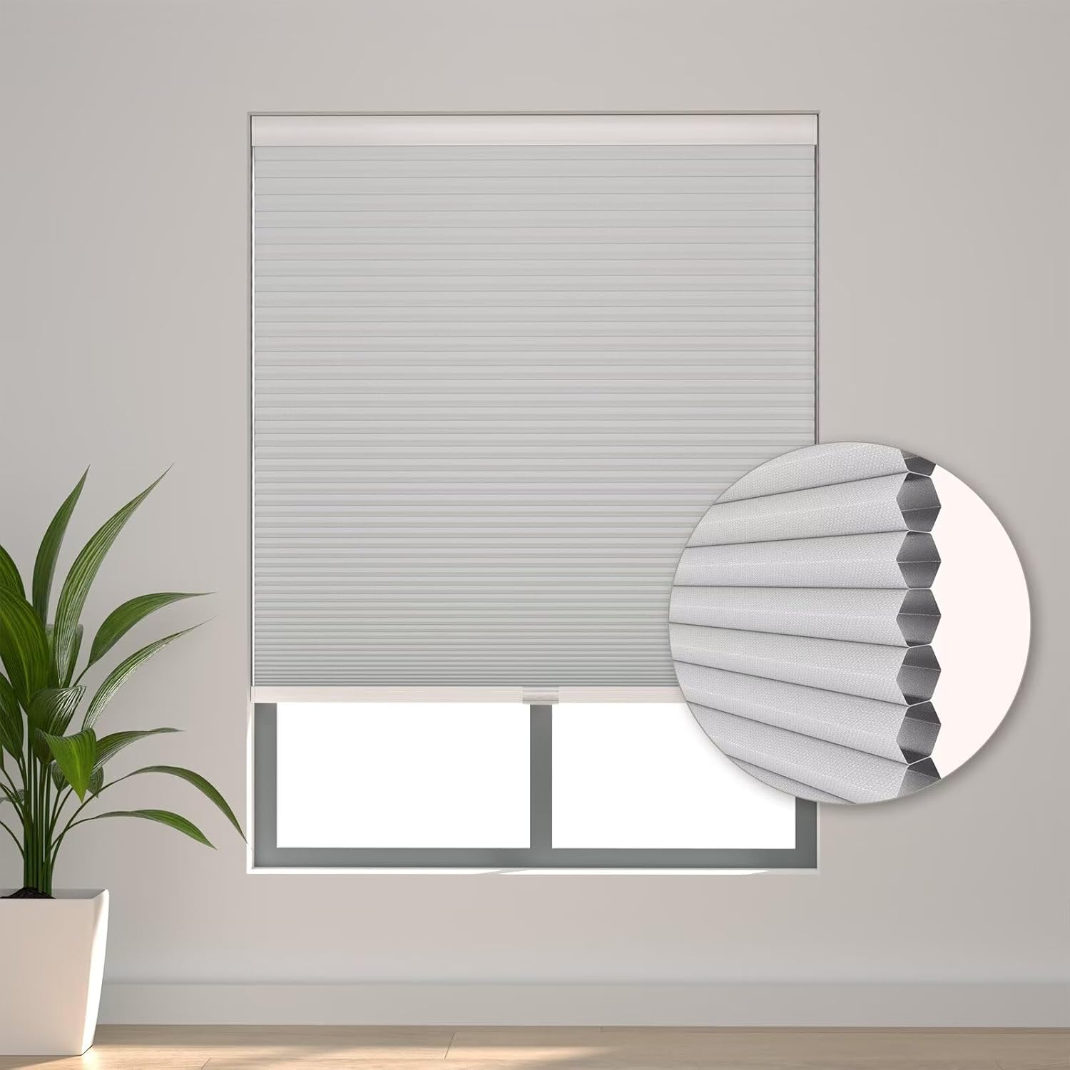 Changshade Blackout Cordless Cellular Shades Honeycomb Window Blinds, Room Darkening Black Out Light Blocking Thermal Insulated Pull Down 1.5" Cell for Bedroom, Bathroom, Shade Size 31" Wx72 H, White