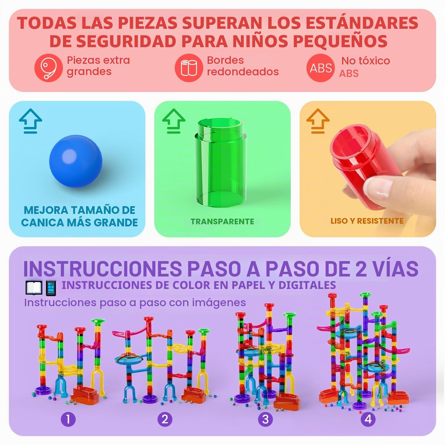 Circuito Canicas 150 Pcs Multicolor Transparente Marble Rush Juego Educativo Stem Construcciones para Niño Juguetes Niña Niño 3-12 Años Regalo Navidad Cumpleaños