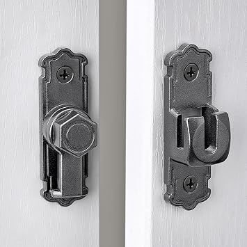 INIRET Grey Barn Door Latches,Aluminum Alloy 90/180 Degree Gate Lock,Right Angle Door Lock Latch,Flip Gate Latches Hardware,Door Security Door Latch Lock fo Cabinets,Bathroom,Barn Door