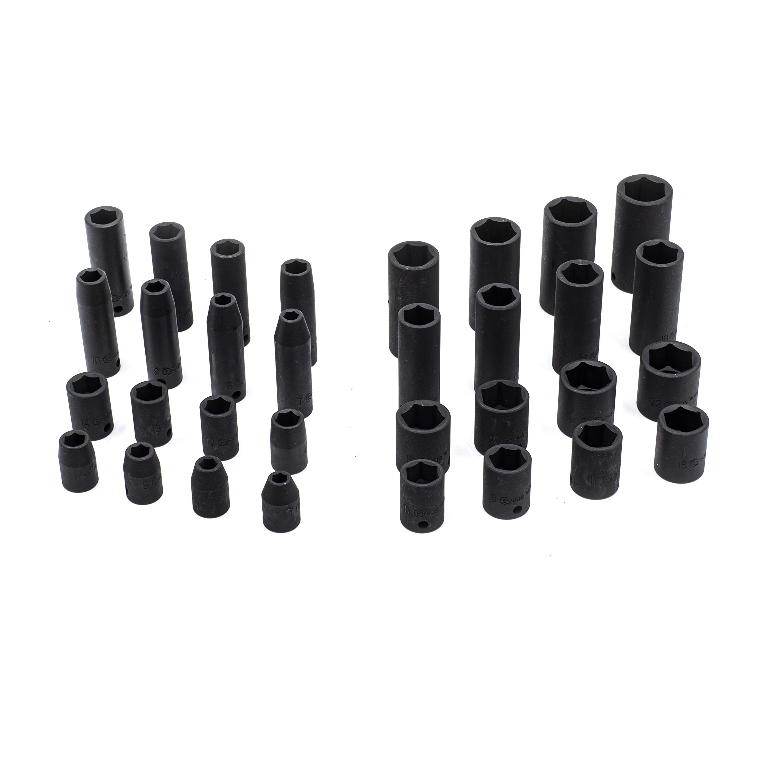 Genius Tools 32-częściowy zestaw nasadek 3/20.3 cm Dr. Metric Deep Impact