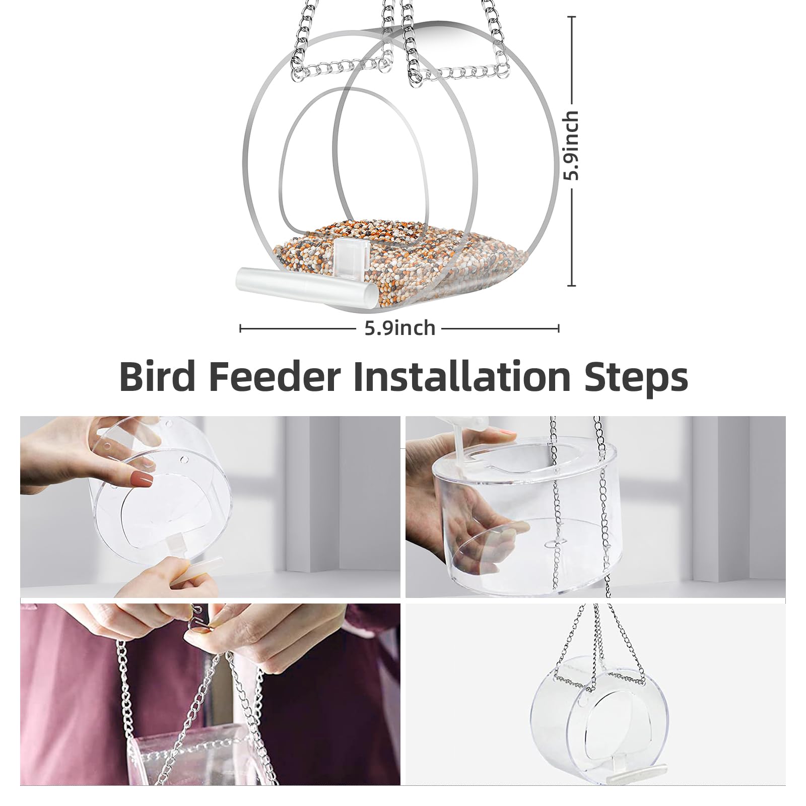 Comedero Para Pájaros De Ventana Para Exteriores, Comedero Transparente Para Pájaros Silvestres Montado En Ventana Con Ganchos Autoadhesivos, Colibrí Exterior, Burda, Orientola, Observación De Pájaros