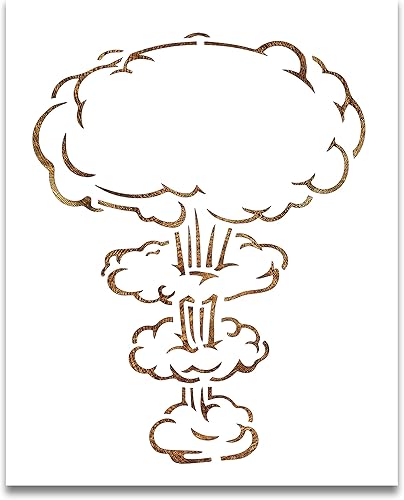 Plantilla de explosión nuclear - Plantilla de bomba - Plantilla reutilizable para color, dibujo y pintura (9 x 11)