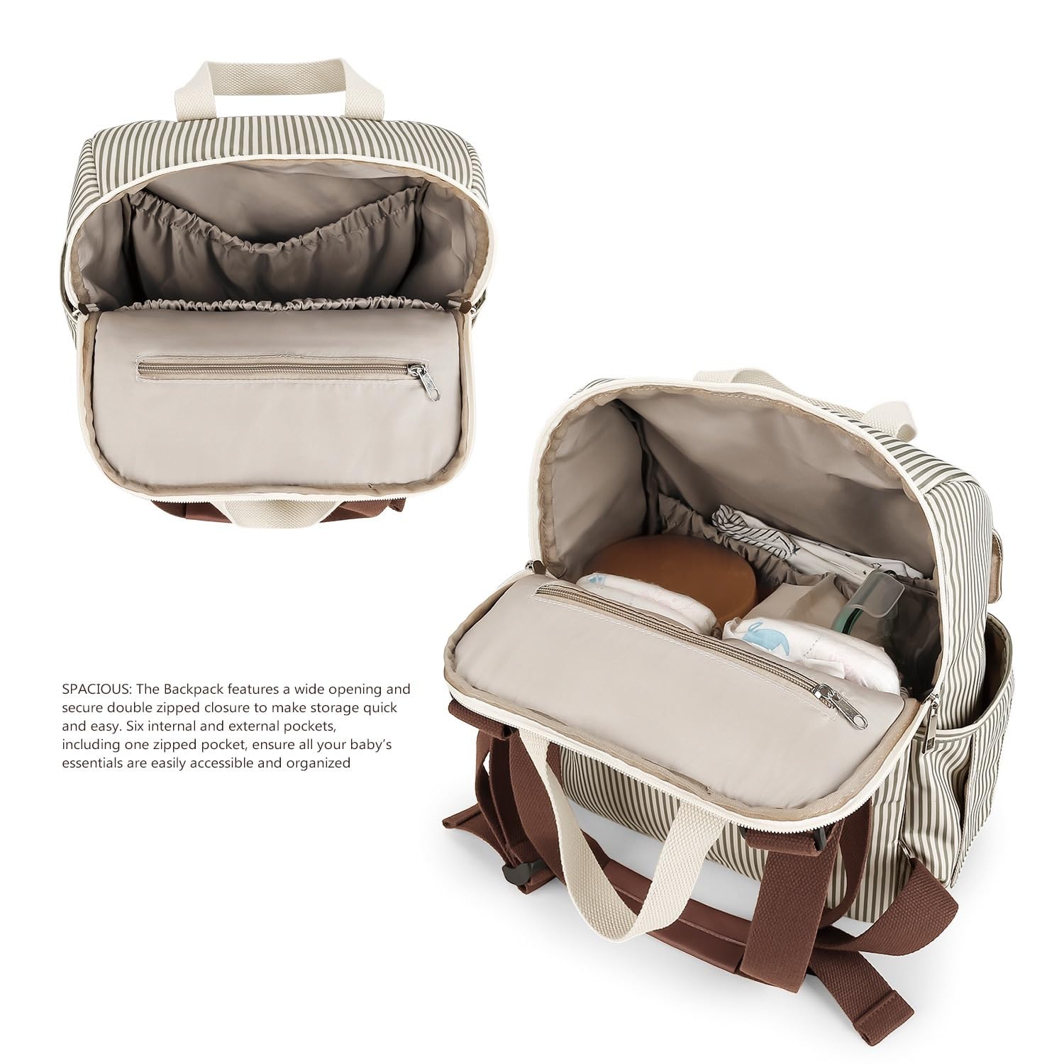 Sac à Dos Langer Bébé Ensemble Trois Pièces Matelas Biberon Grande Capacité Khaki