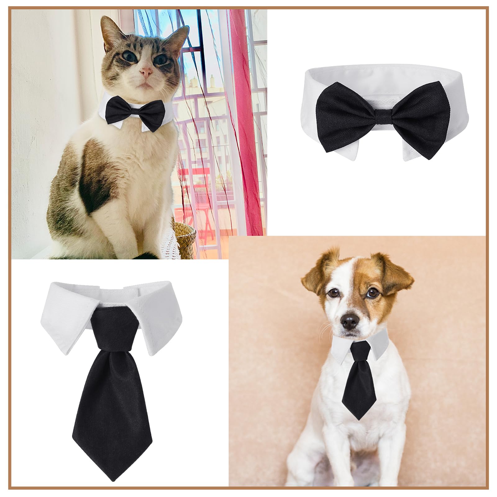 Lot De 2 Nœuds Papillon Réglables Pour Chien Et Chat - Accessoire Mariage, Fête - Polyester Doux - Fermeture Velcro