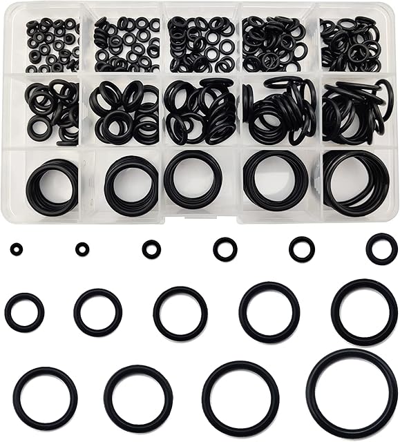 250 Pcs O-Ring Gasket Kit, 15 Sizes Rubber Washers Seals Assortment Set, Assorted Electrical Gasket Rings, Insulating Plumbing Plumber Sealing O Rings Washers Set for Quick Repair