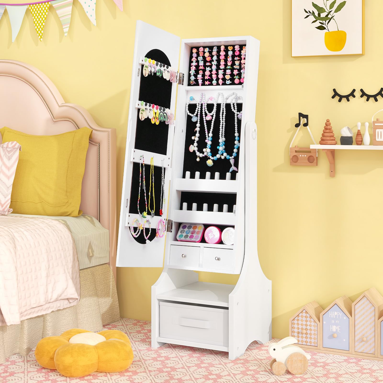 HONEY JOY Kids Jewelry Armoire Cabinet, 41.5