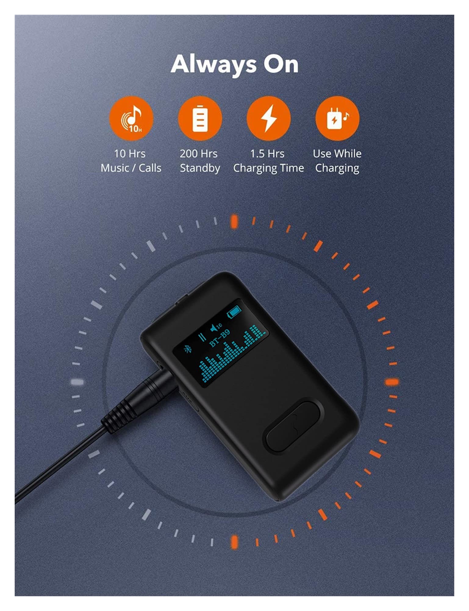 Adapter audio Bluetooth. 10H Odbiornik Bluetooth 5.0 LCD Wyświetlacz AUX 3. 5mm Jack. RCA. Stereo Music Mic Wireless Audio Adapter do zestawów Zestawy samochodowe Auto On