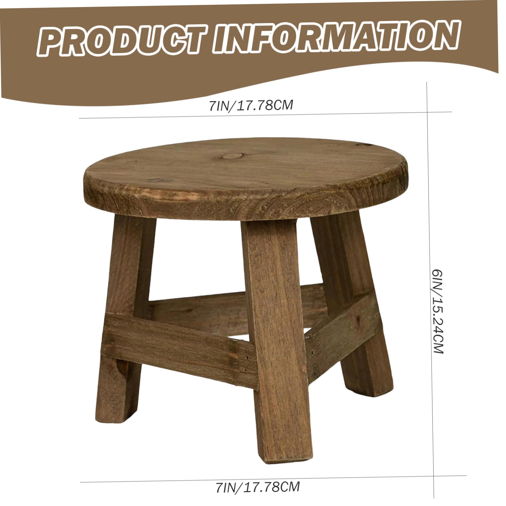 Pflanzenhocker, 7x6 Zoll runder Holzpflanzenhocker, rustikaler dekorativer Kleiner Holzhocker für Innenbonsai Sukkulenten Topf, Haus, Garten, Terrasse