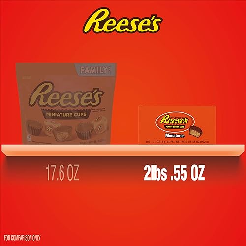 Miniatura 7 de REESE'S Miniatures - Tazas de chocolate con leche y mantequilla de maní, paquetes de dulces, 0.31 oz (105 piezas)