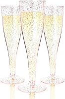 Vista 7 de Prestee 100 copas de champán de plástico doradas – Copas de champán desechables de 4.5 onzas para brindis en bodas, mimosas, cócteles, decoraciones