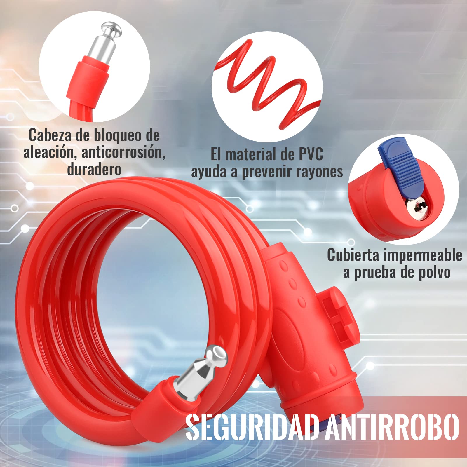 Ripley - CANDADO DE CABLE ACERO 1.20M 15MM BICICLETAS MOTOS HERMEX