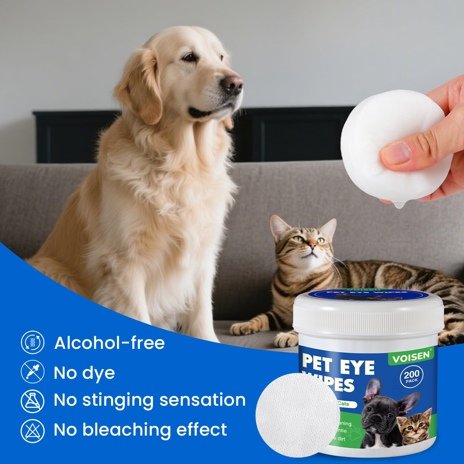 VOISEN 400Pcs Eyes Wipes for Dogs, Pet Tear Stain Remover Wipes — Amazon image 6