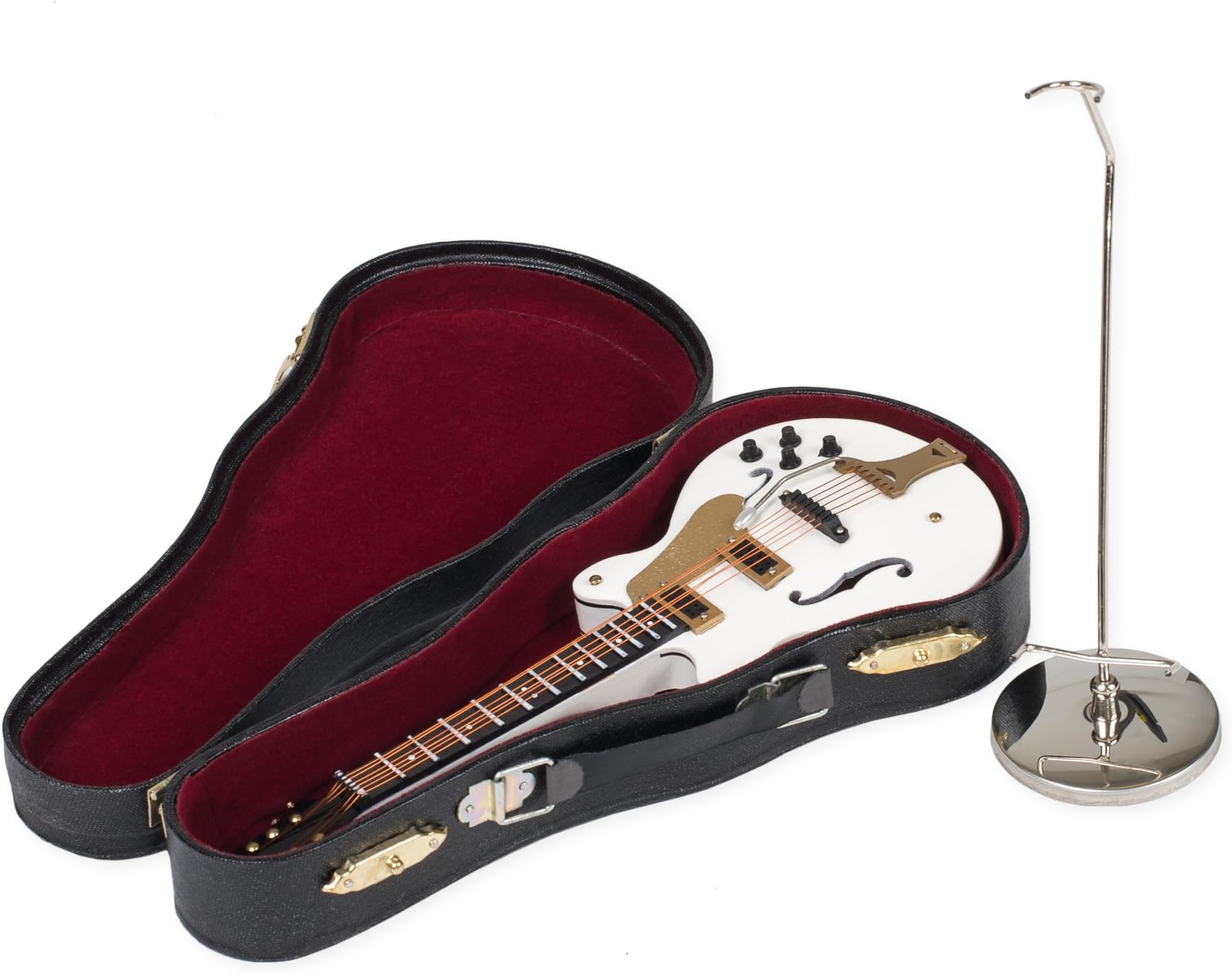 Broadway Gift Co. Electric Guitar Miniature Replica White 3 x 7 Resin Stone Tabletop Figurine