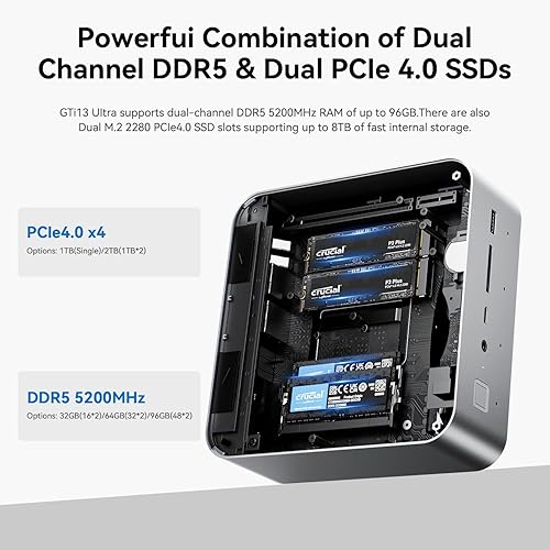 Vista 39 de Beelink Mini PC SEI11, Intel 10ª generación i5-11320H (hasta 4.5 GHz) 4C/8T, mini computadora de 16 GB DDR4 RAM 500 GB NVMe SSD, micro PC 4K a 60Hz