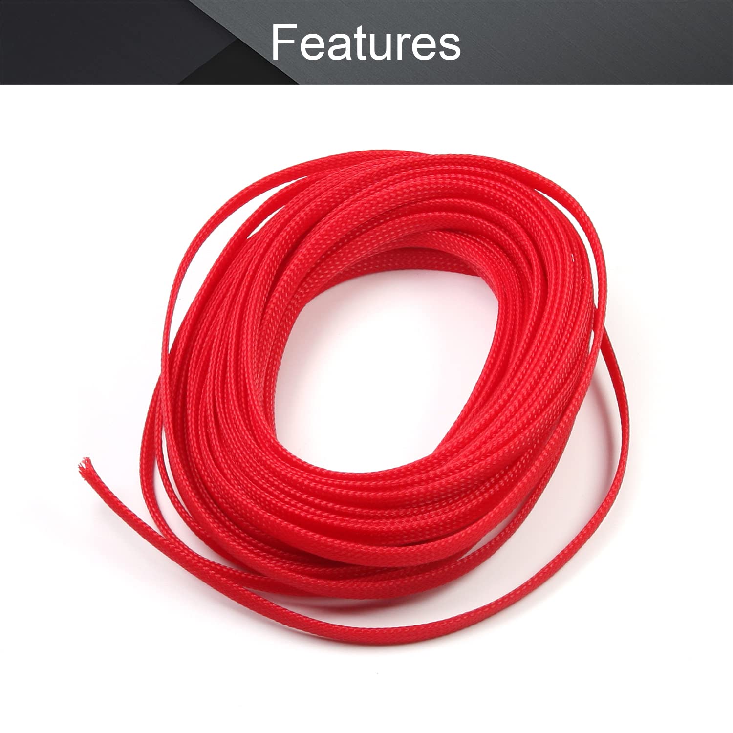 Othmro Copertura flessibile e espandibile intrecciata in PET, 100 m, 6 mm di larghezza, copertura per tessitura di fili e organizer, protegge TV, audio, cavi PC da animali domestici, Rosso, 1 pezzo