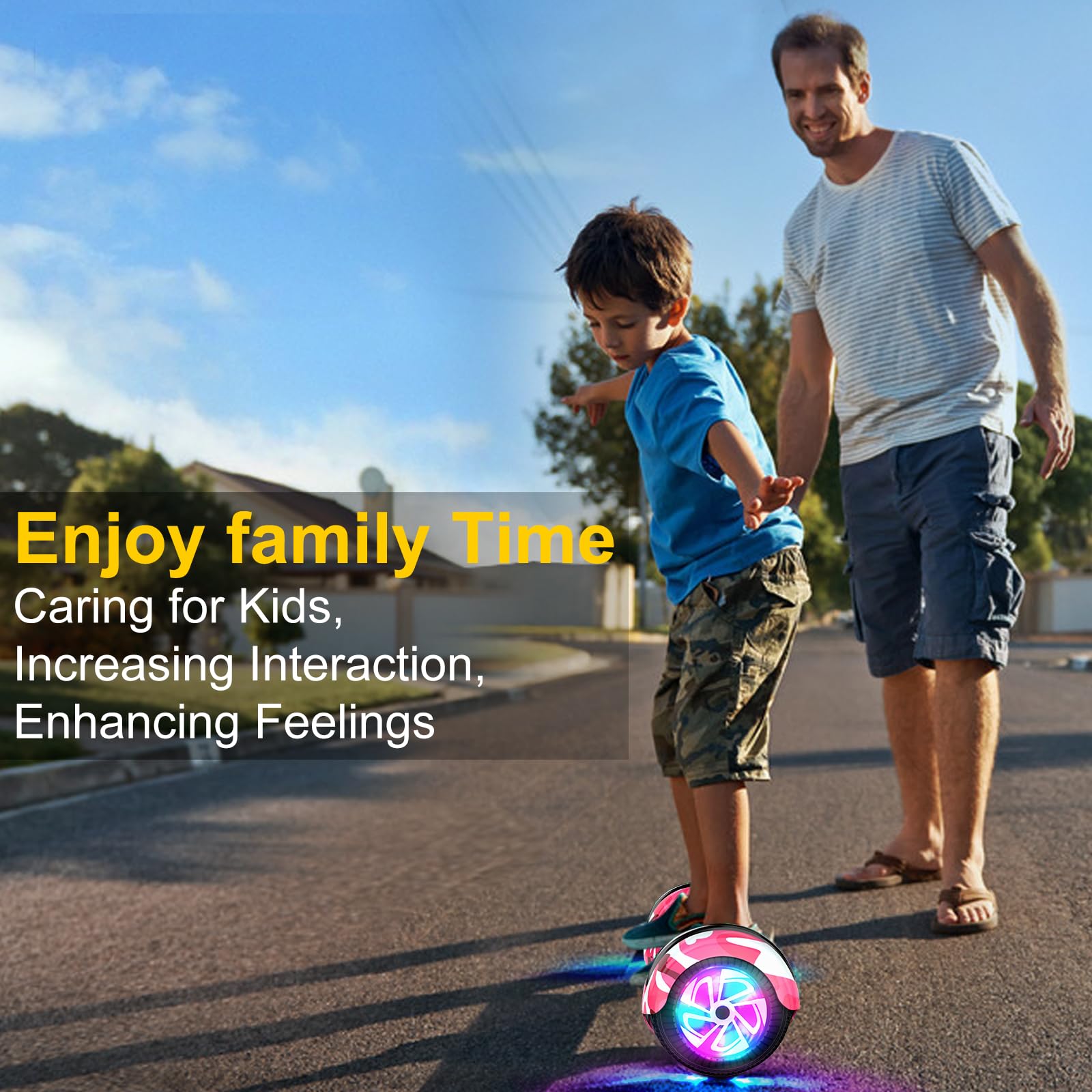 Offroad Hoverboard mit Bluetooth-Lautsprechern LED-Licht, Rutschfeste Fußpolster,6.5 Zoll Reifen Leistungsstarke große Batterie Hoverboard
