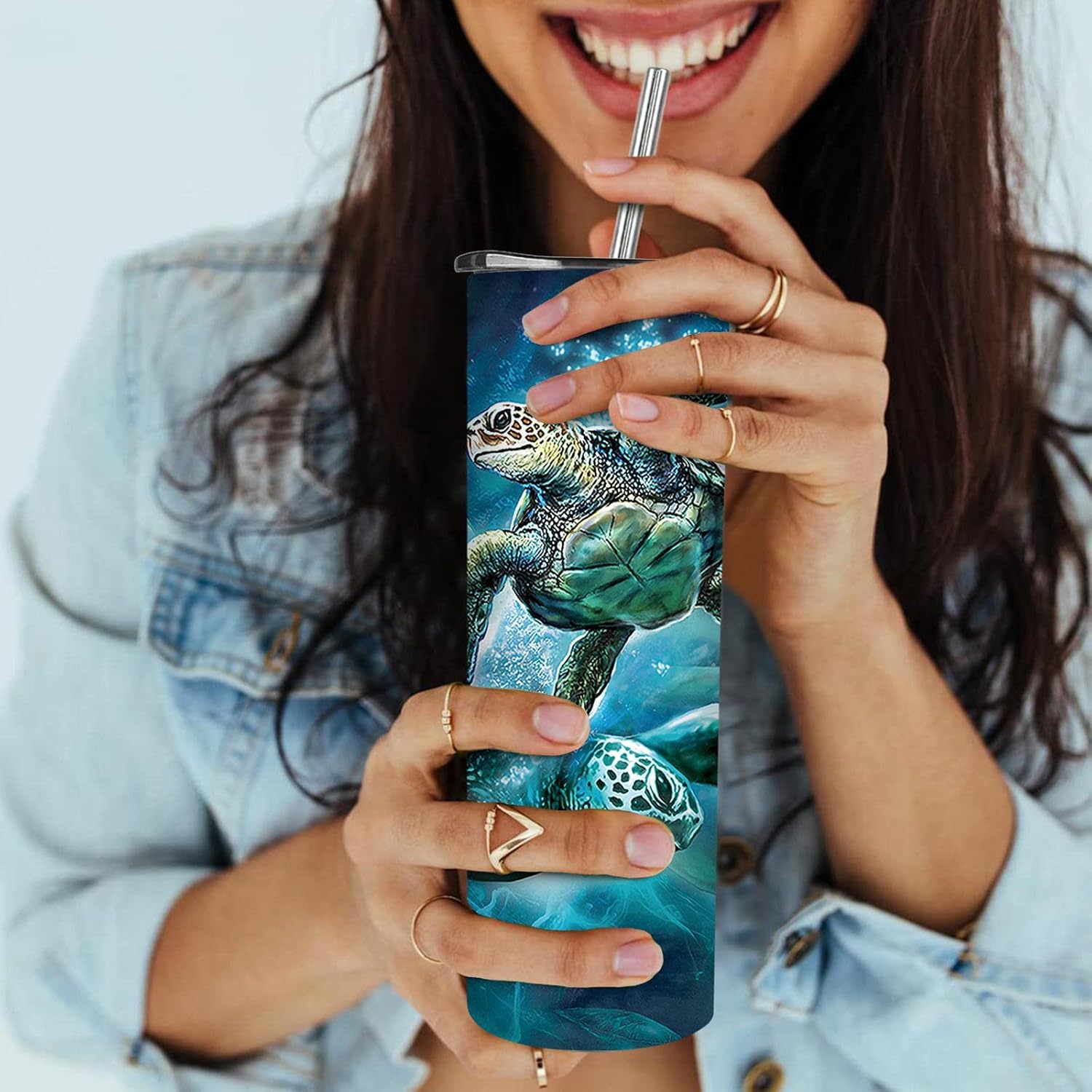 Sunmdecor Sea Turtle Coffee Mug, 20oz Tumbler with Lid and Straw - Double Wall Insulation Stainless Steel Cups For Hot or Cold Beverages, Perfect For Travel, Office, and Christmas Gifts - Image 7