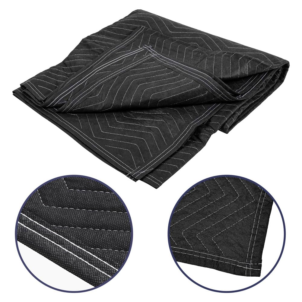 2 Coperte per Traslochi 40X72 Pollici Coperte da Imballaggio Resistenti per Traslochi, Spedizioni, Mobili, Avvolgimento per Mobili-Nero
