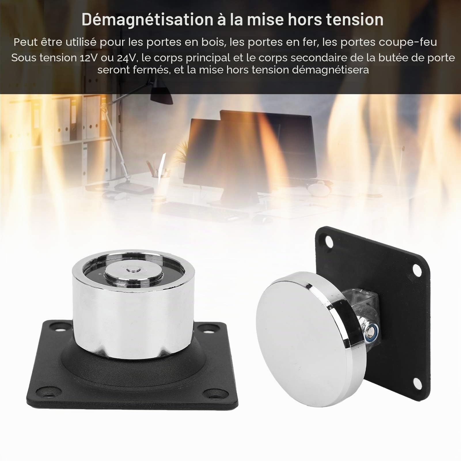 Support de Porte électromagnétique 12V-24V, 132,3 Livres de butée de Porte en Bois à Forte Aspiration adaptée aux Portes en Bois Portes en Fer Portes Coupe-feu