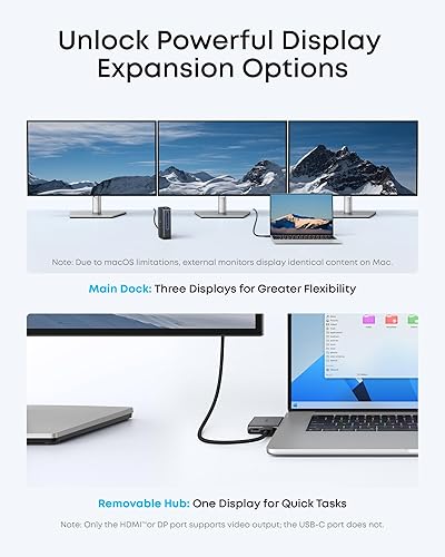 Miniatura 3 de Anker Estación de acoplamiento para portátil Nano con hub desmontable, 13 en 1 USB-C Triple Display Dock con 2 HDMI+1 DP, 10 Gbps USB-C, 3 USB-A,