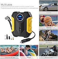 Vista 7 de Compresor de aire digital para bomba automática de coche Inflador de neumáticos portátil con luz LED DC 12V