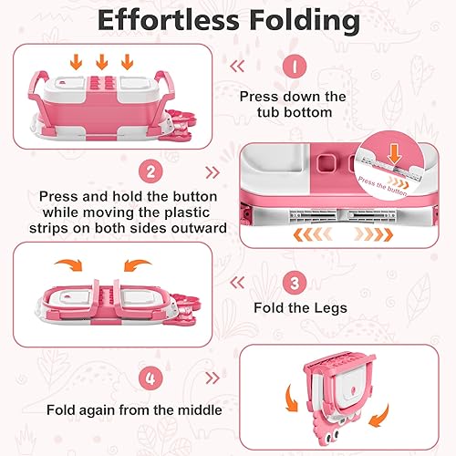 Miniatura 4 de TPN Bañera plegable para bebé, bañera para bebé con cojín suave y termómetro en tiempo real, bañera para bebés de bebé a niño pequeño (0 a 36