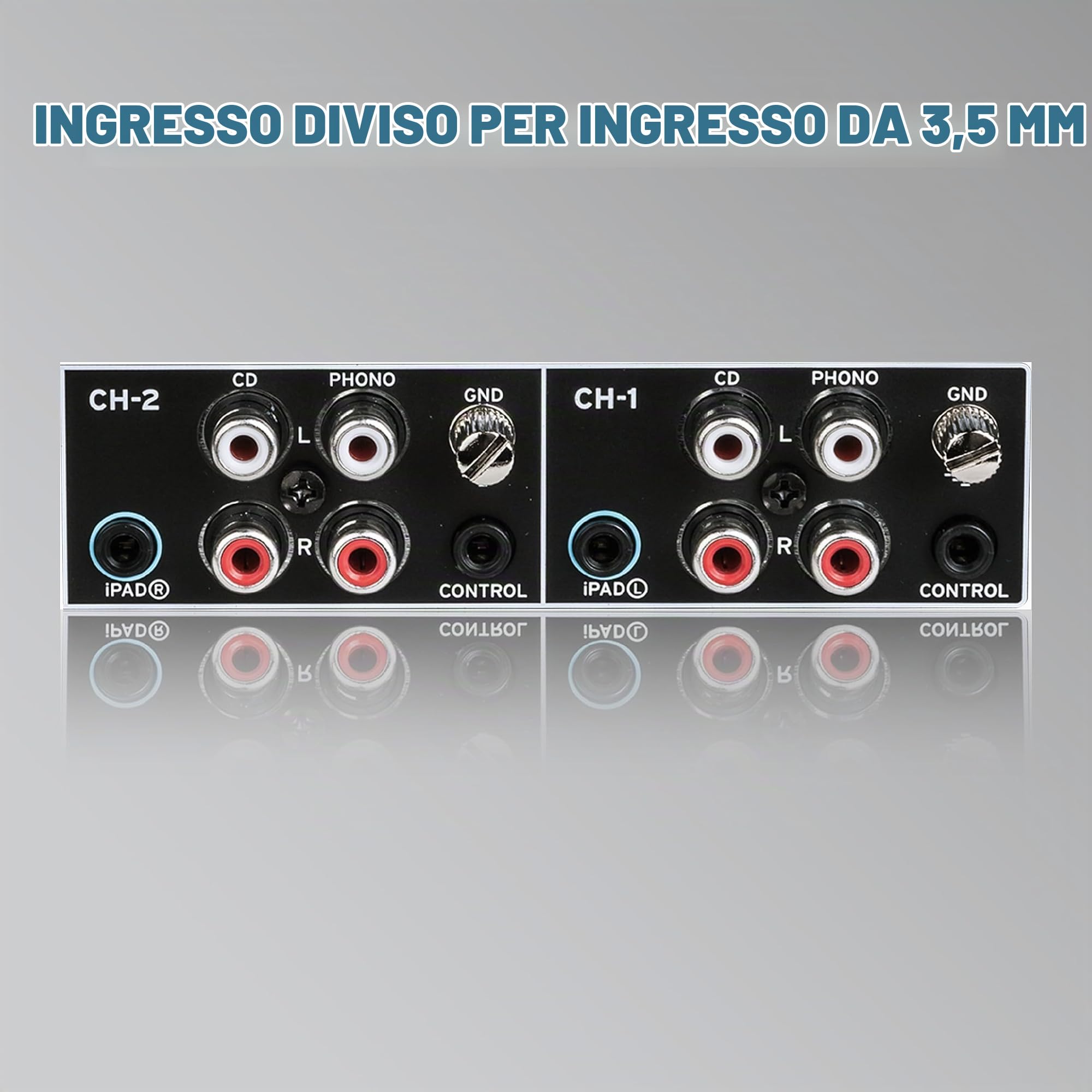 Reloop RMX-22i - Mixer digitale a 2 (+1) canali, 4 effetti sonori istantanei di colore per canale, iPad/tablet/smartphone audio split-input audio, nero