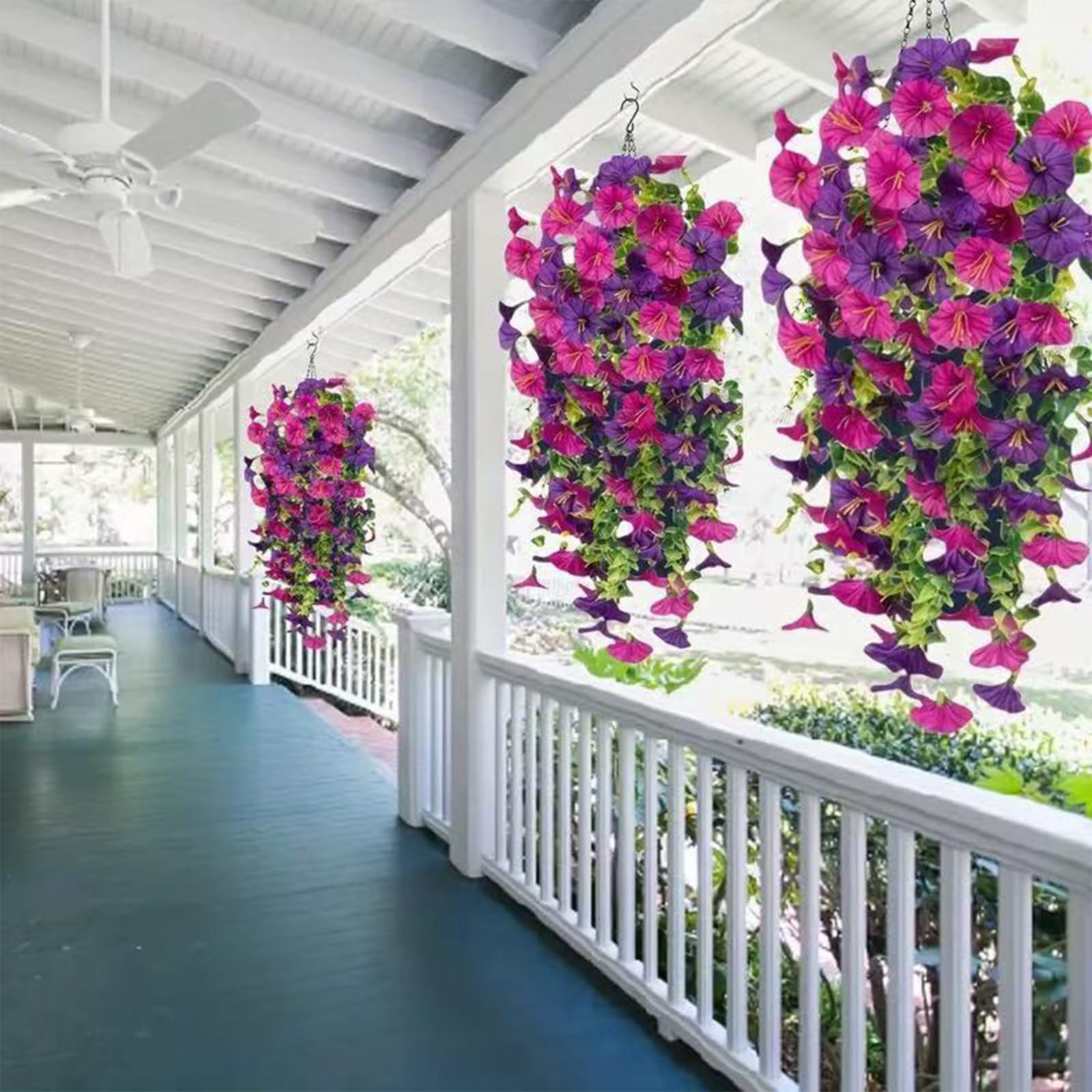 Ramo Di Petunia Artificiale Viola FUBESK – Fiore Finto In Seta Con 7 Rami, Lunghezza 35 Cm, Per Decorazioni Casa, Matrimoni E Giardino - 3