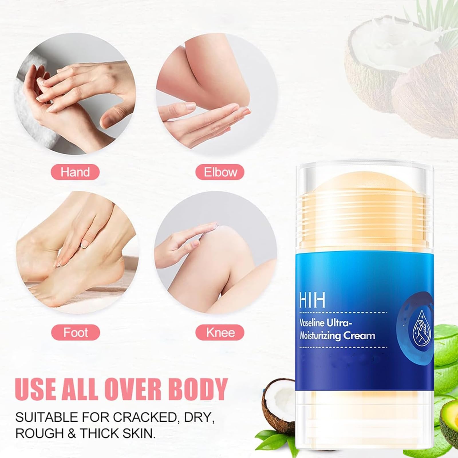 Cracked Repair Cream, 2Pcs Cream for Dry Cracked Skin Vaseline and Peach Cracked Heel Stick - Image 4
