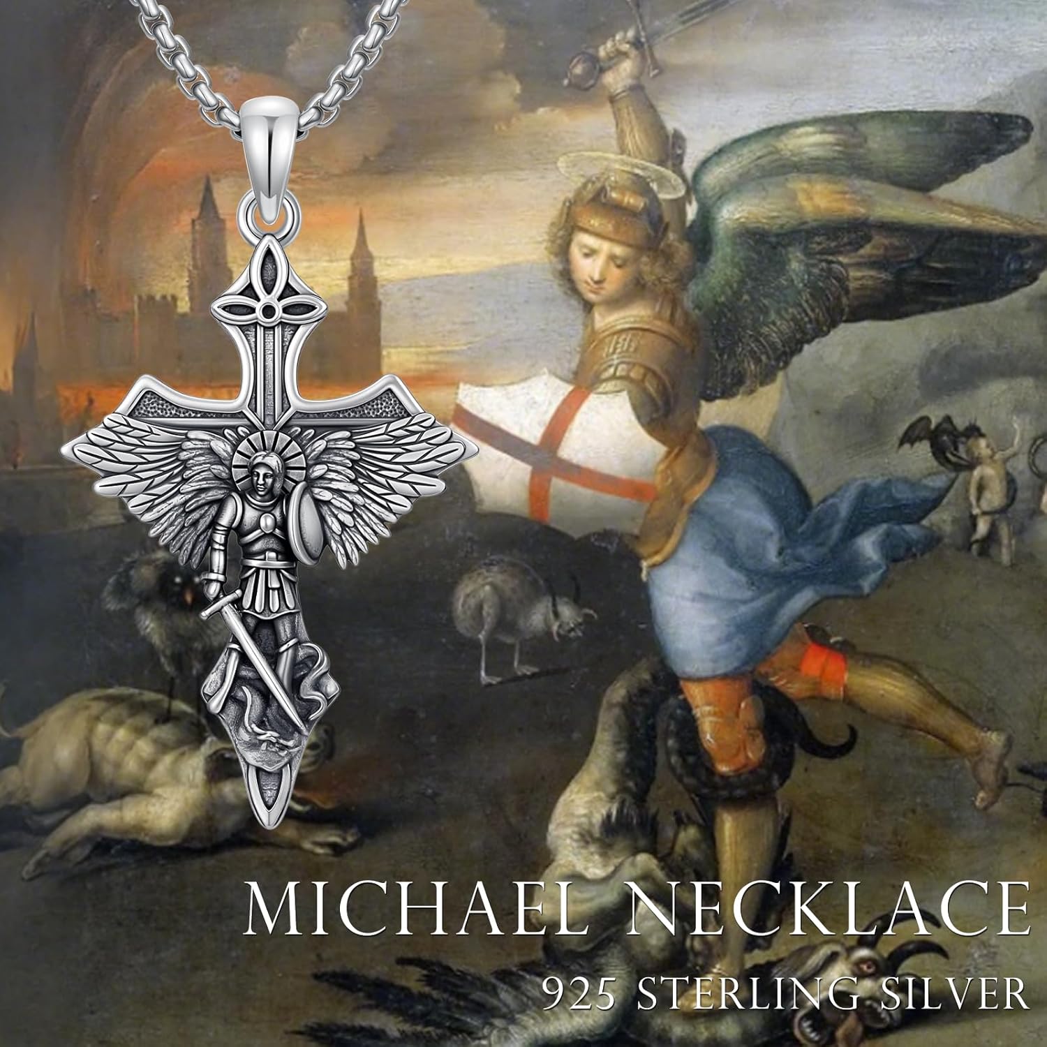 925 Sterling Silver St Michael/St Benedict/Virgin Mary Miraculous Medal Necklace Protection Amulet Pendant Catholic Medallions Jewelry - Image 3