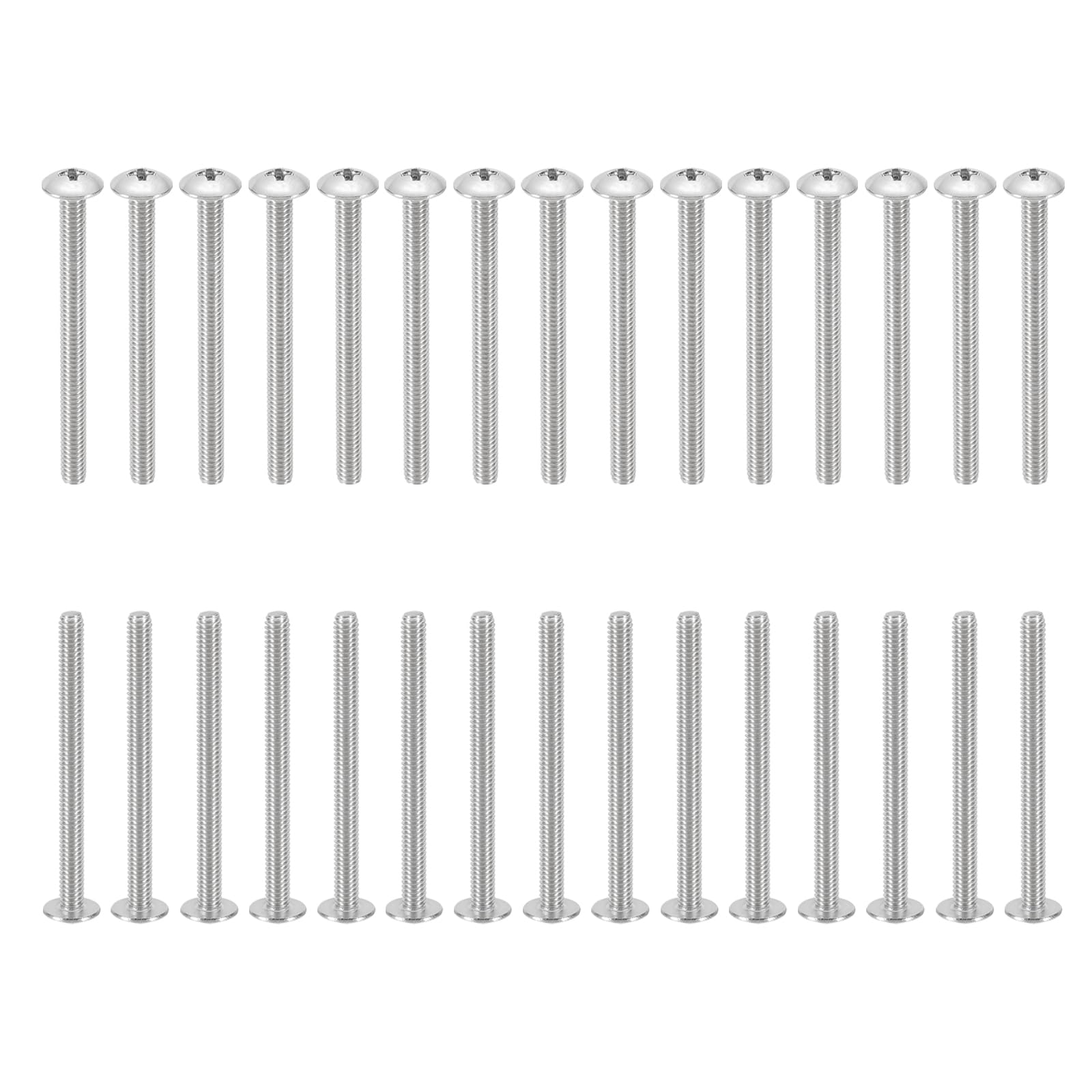 PATIKIL 8#-32x2 Phillips Truss Head Bolts Screws, 50Pcs UNC Phillips Cross 304 Stainless Steel Bolt Coarse Thread Full Thread Fasteners Hardware Machine Screws for Ceiling Fan Blade