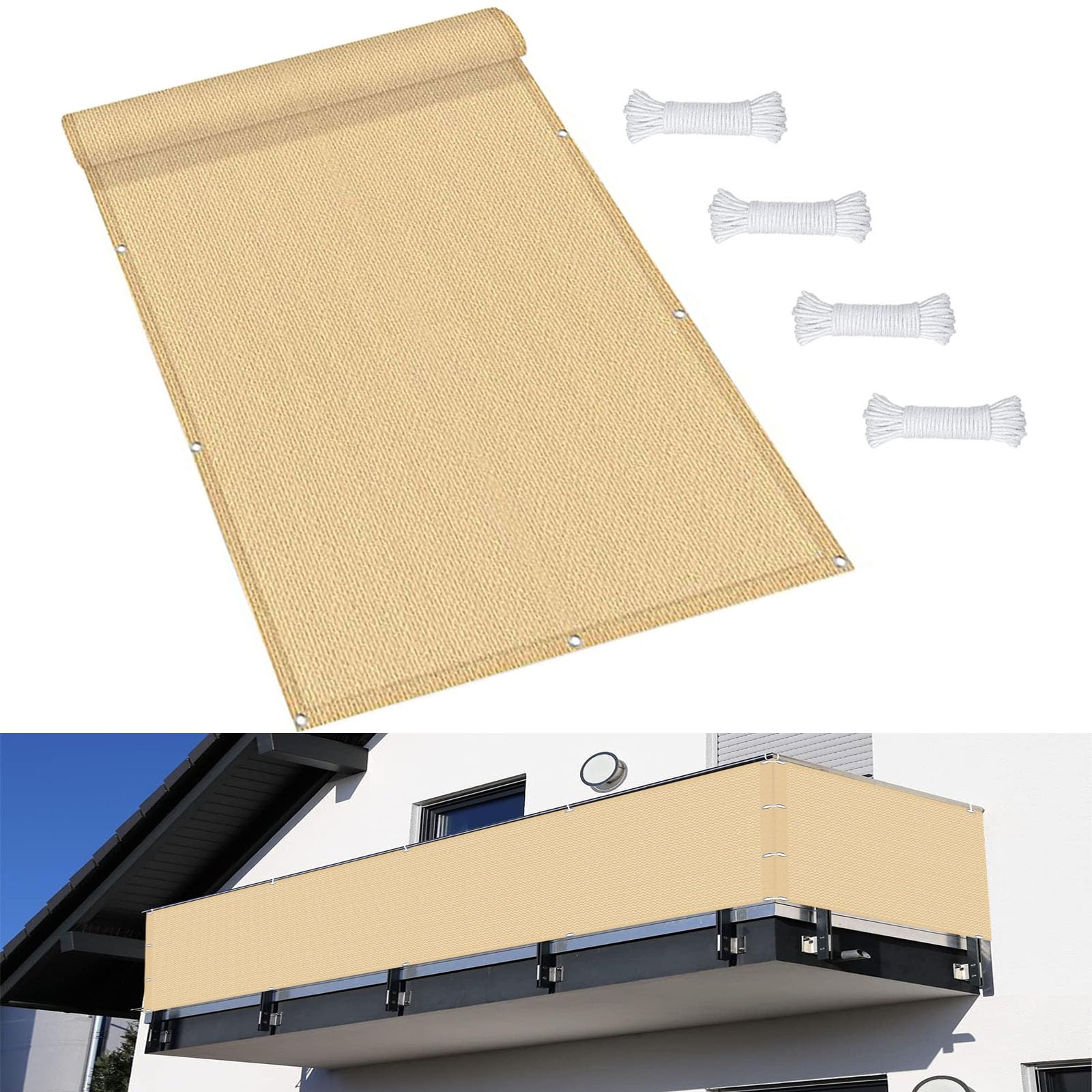 Brise-vue pour balcon jaune sable 120 x 160 cm brise-vent opaque pour jardin et terrasse