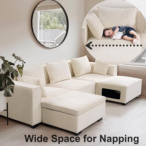 Miniatura 5 de Sofá modular de 108.7 pulgadas, sofá modular en forma de U, 6 plazas, sofá tapizado esquinero para sala de estar, sofá seccional apto para mascotas,