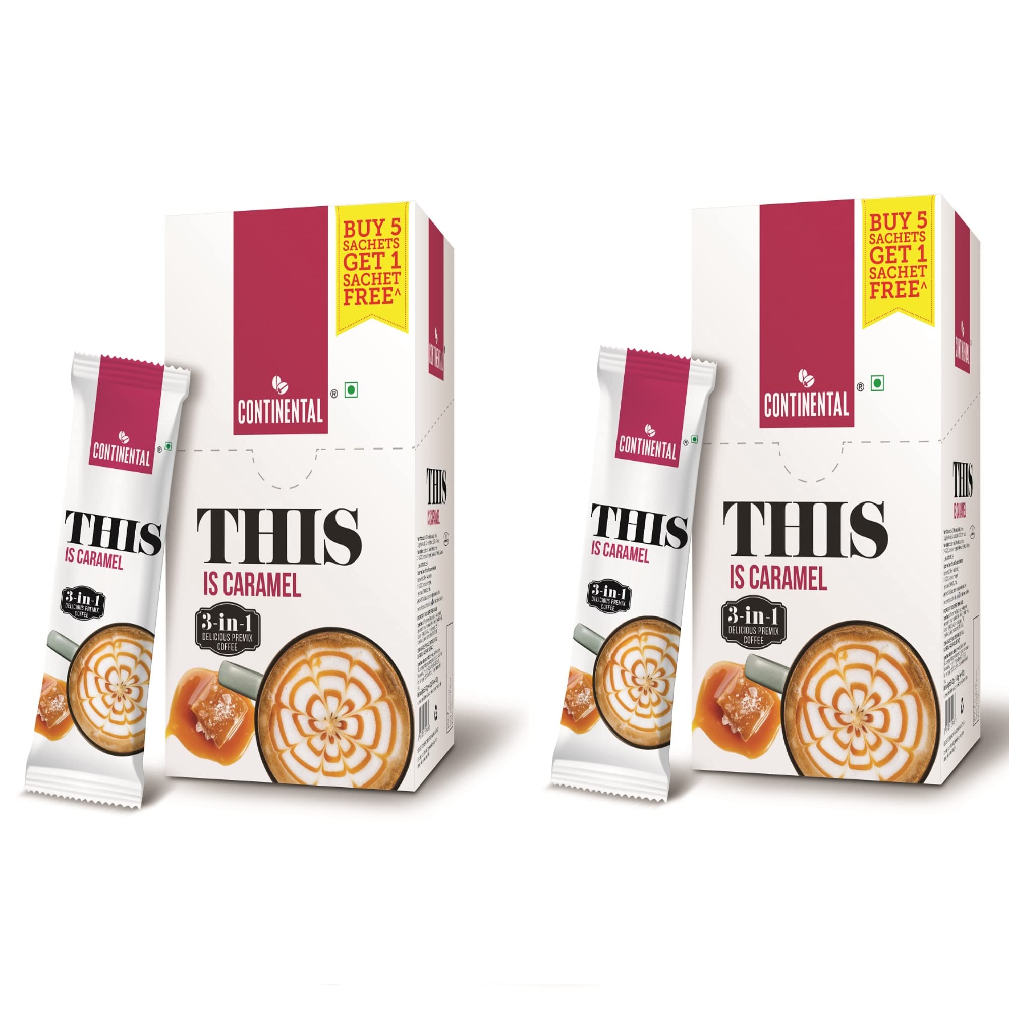 Caramel 3 In 1 Premix Instant Coffee 132 Gram (22G*6 Sachets) (Pack Of 2), Black Tea