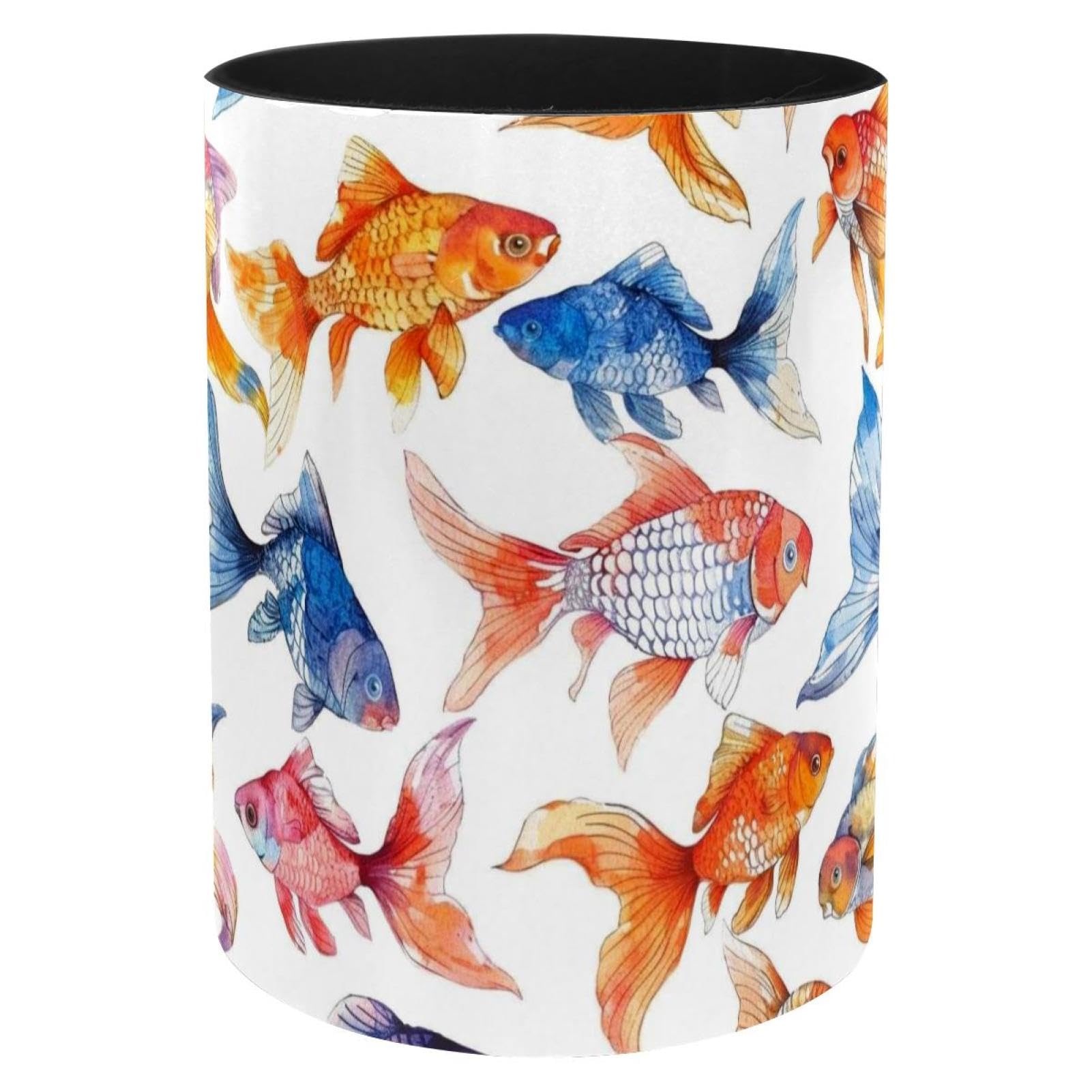 Porte-stylo en métal avec motif poisson peint à la main pour bureau chic
