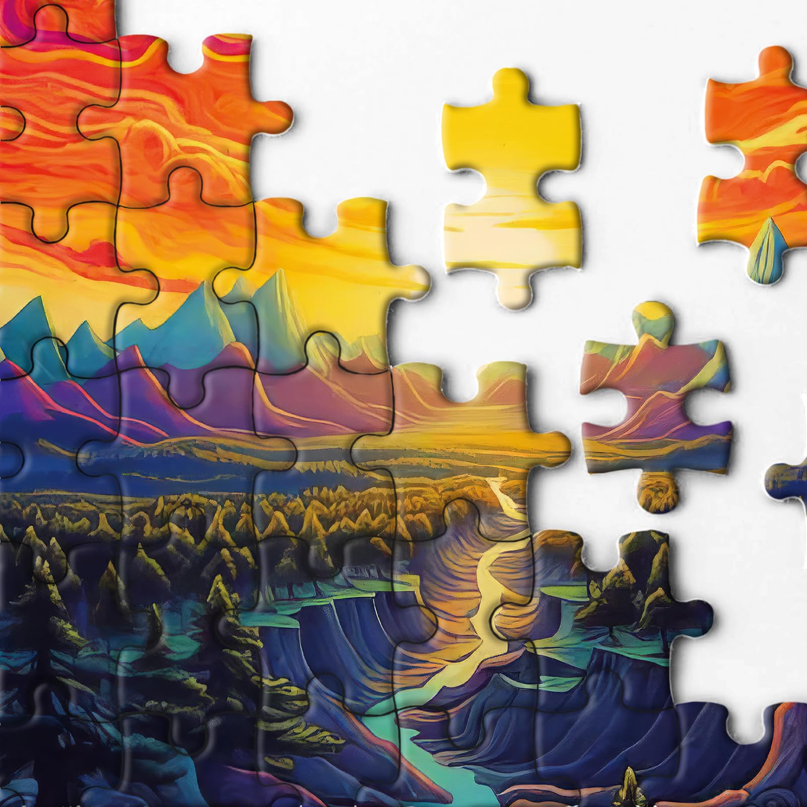 Mountain Landscape Puzzle 1000 Pieces for Adult, Nature Colorful Sunset Jigsaw Puzzle, Forest Tree Puzzle - Image 3