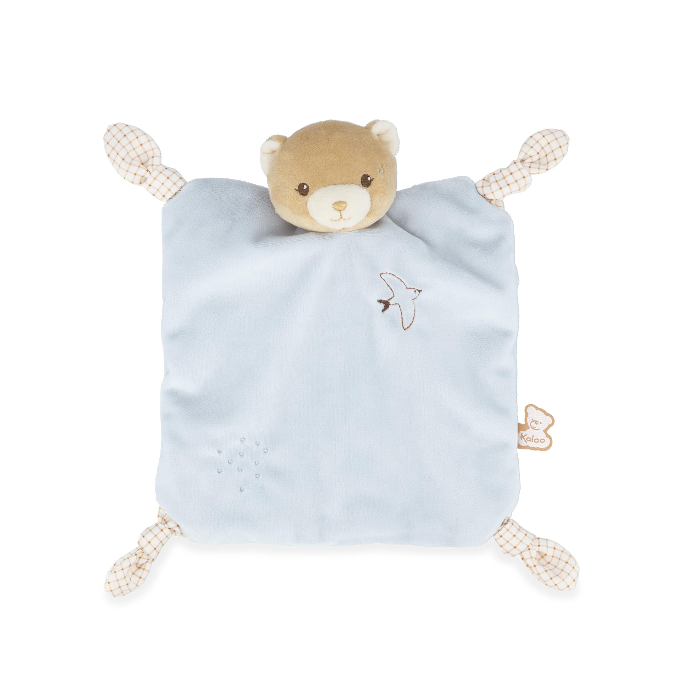 Kaloo, Blue Rabbit Soft toy 24cm, Ultra-soft flat baby soft toy, Extra soft flannel fur, Knots with teat-clip function - Image 2