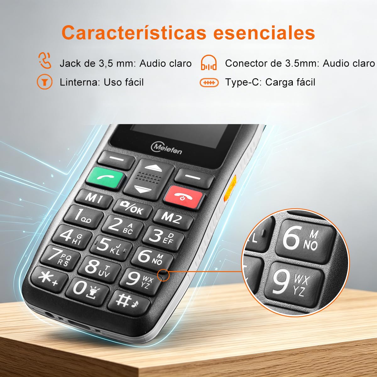Teléfono 4G para Mayores,Teclas Grandes,SOS,Base de Carga,Fácil de Usar | Cellulare 4G adatto agli anziani,con volume alto,composizione rapida con un tasto,doppia ricarica grande e sblocco scorrendo
