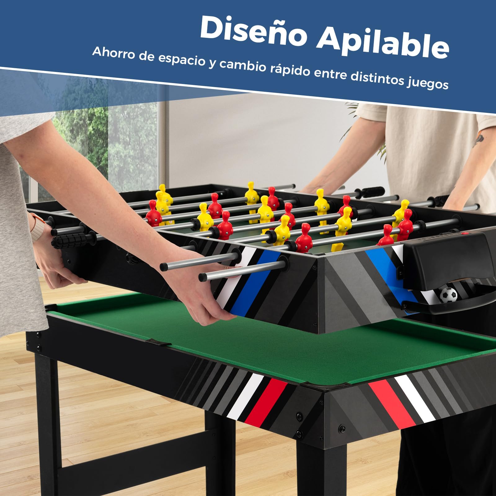 COSTWAY Mesa Multijuegos Combinada Baloncesto Billar Ping Pong Hockey Shuffleboard Bolos Niños Adultos Fiesta Sala Juegos