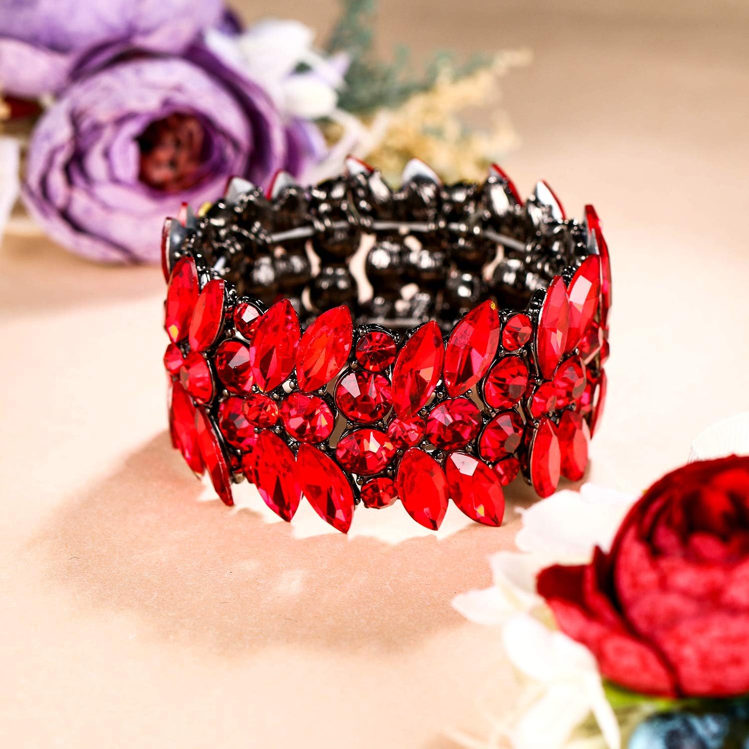 EVER FAITH Women's Stretch Bracelet Marquise Crystal Art Deco Hand Chain Wedding Bridal Jewelry - Image 4