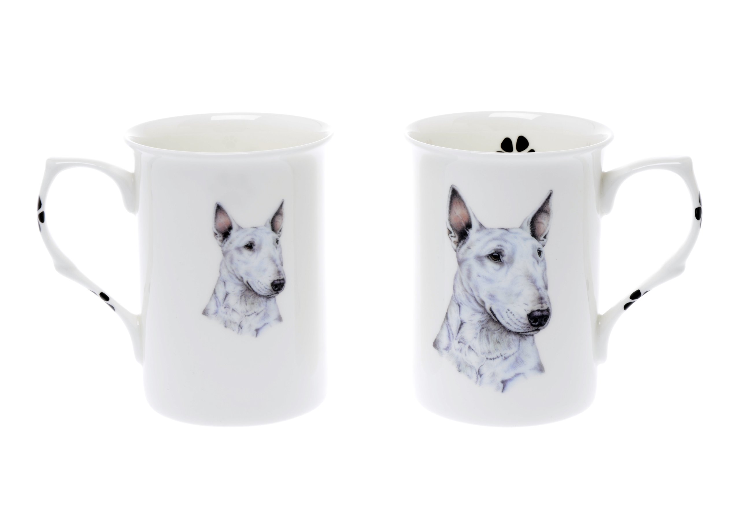 (BB28) Set of 2 Bone China BEAKERS/Mugs English Bull Terrier Dog Presentation Gift Boxed- Lovely Gift Kirsty Jayne China