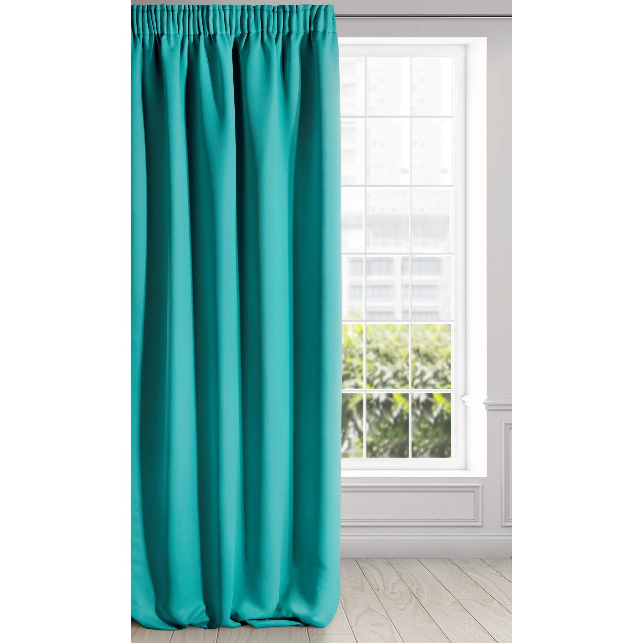 Eurofirany Extra Long Blackout Curtains-1 Unit Rod Pocket, Rufflette Tape, Light Blocking Darkening Bedroom Living Room, Satin, Dark Turquoise, W53 x H106