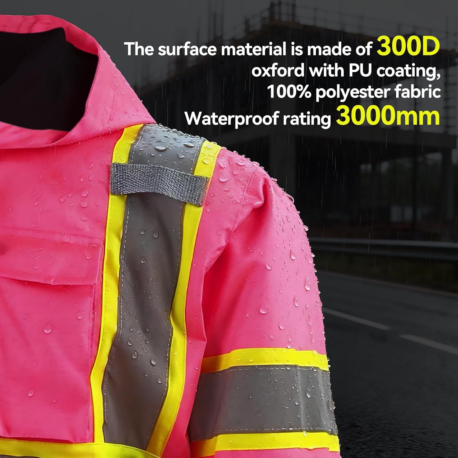 KARXICIY ZUJA Hi Vis Reflective Safety Jacket for Men Women Construction Jacket with Hood High Visibility Safety Rain Jacket - Image 4