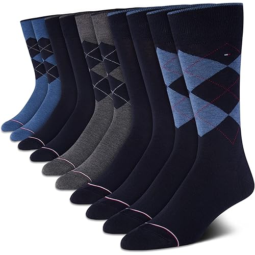 Tommy Hilfiger Men's Casual Soft Cotton Blend Crew Socks - 10 Pack