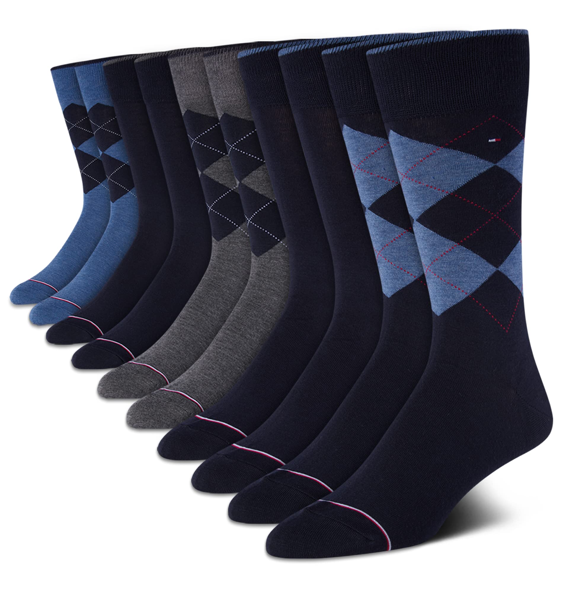 Men's Casual Soft Cotton Blend Crew Socks - 10 Pack