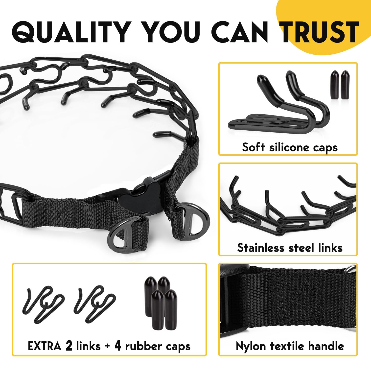 Collar Ajustable sin tirones con Hebilla para Perros pequeños, medianos y Grandes (empaquetado con eslabones adicionales)