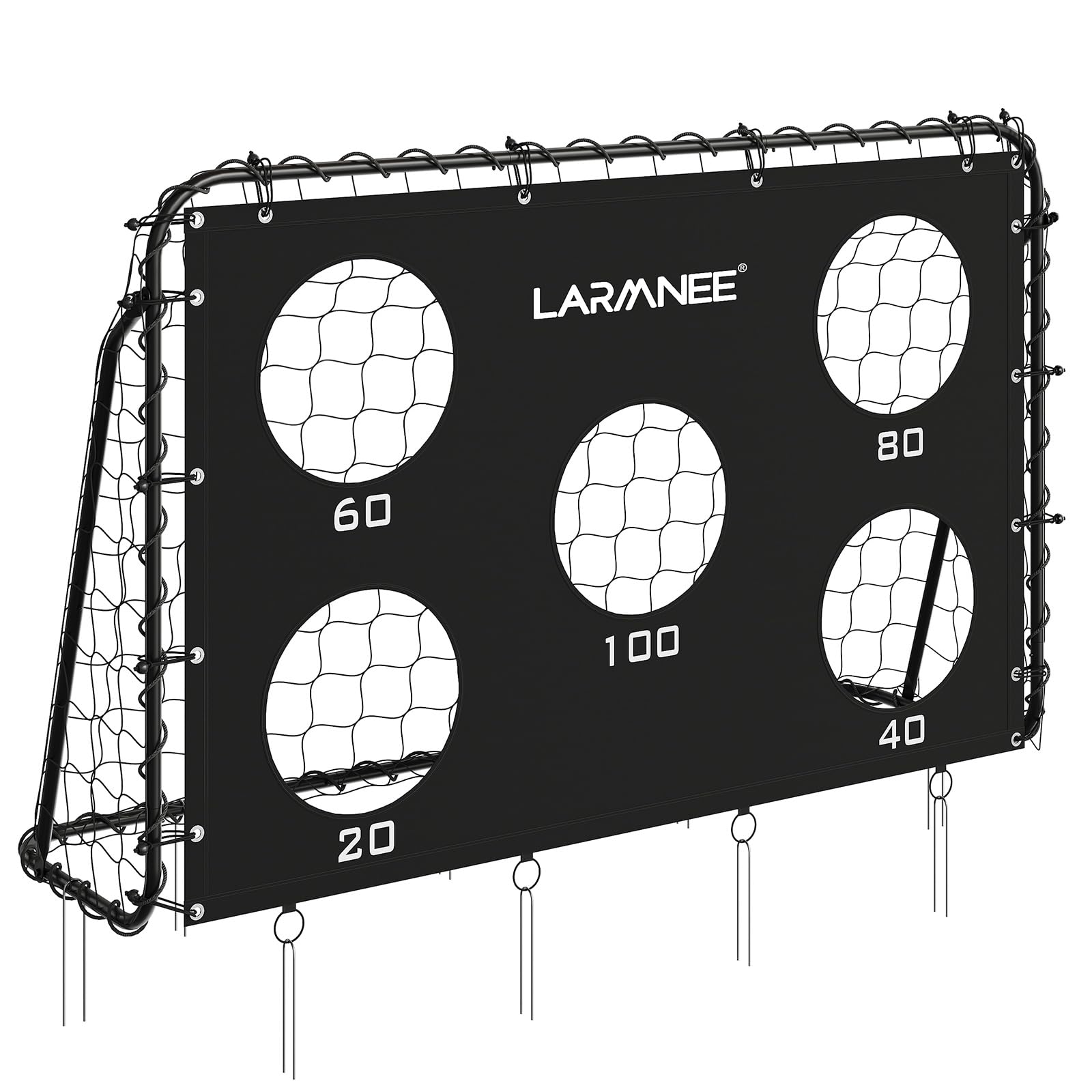 LARMNEE But de Football, Cage de Foot avec Mur Cible pour Enfant et Adulte, But de Football résistante aux intempéries, Mur Cible Amovible avec 5 Trous