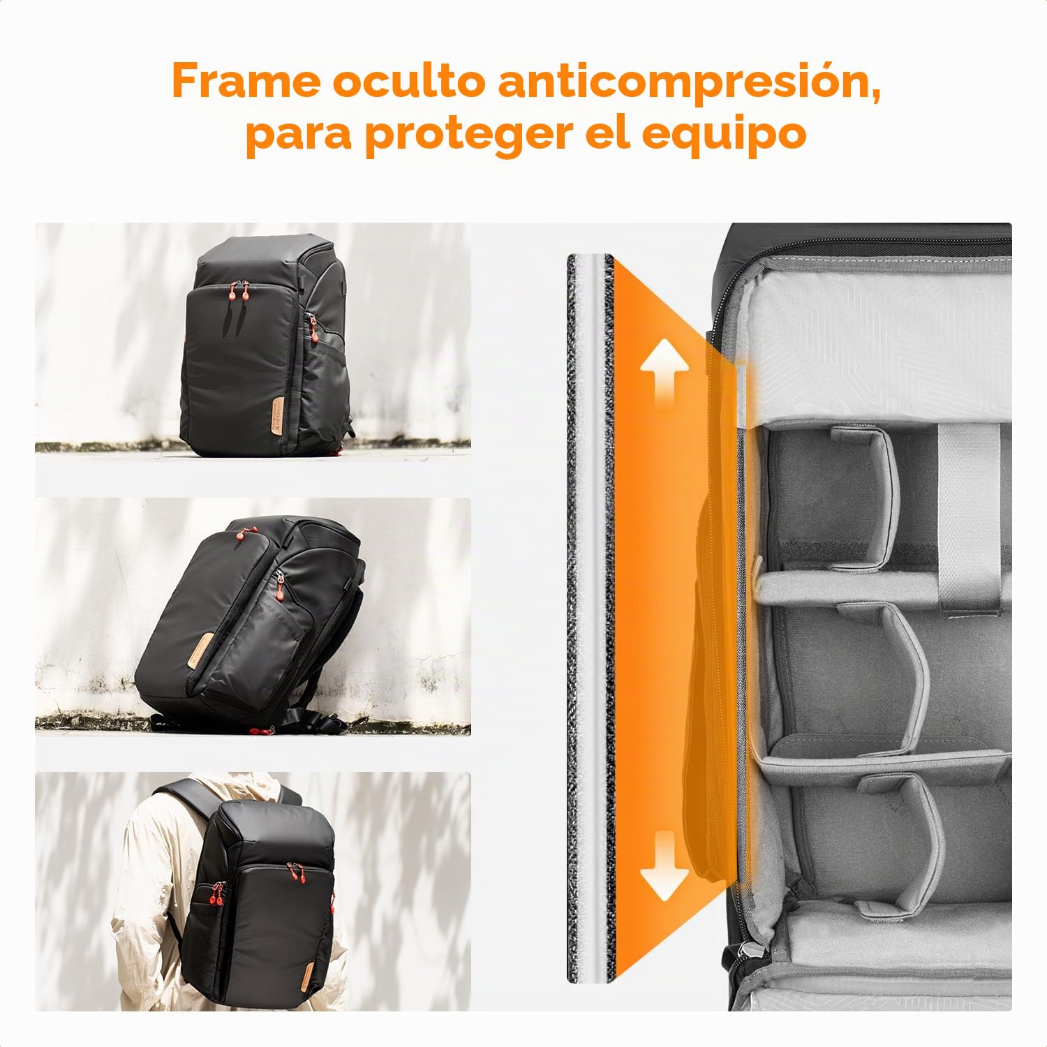 K&F CONCEPT Mochila Cámara Profesional, Bolsa Fotógrafos Cámara Impermeable de Gran Capacidad para Camera Reflex Digital DSLR, Adecuado para viajes al aire libre senderismo fotografía Negro intenso
