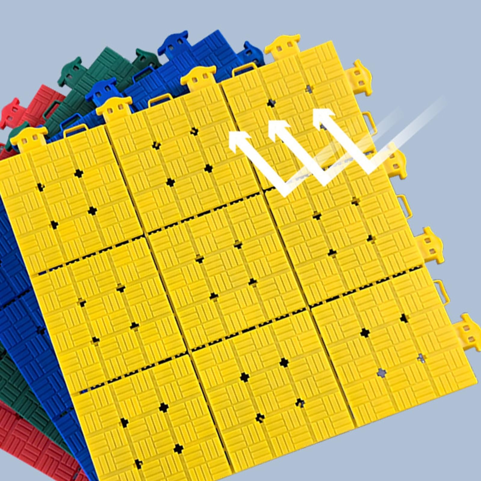 10 In Interlocking Badminton Basketball Court Court Floor Mat Non-Slip With Drainage Holes,Snap Together Floor Tiles for Playground, Basement Flooring For Boat Pool Patio Balcony Sports Area (10 Pack)