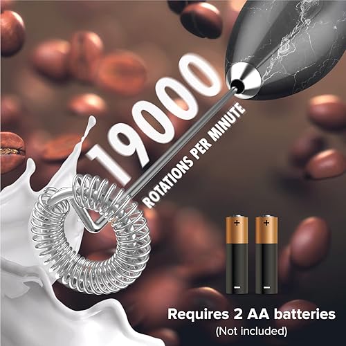 Miniatura 4 de PowerLix Espumador de leche de mano, funciona con pilas, máquina de espuma para café, café con leche, capuchino, chocolate caliente, mini mezclador